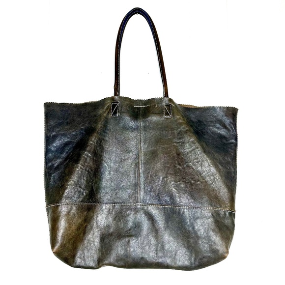 Banana Republic Faded brown Lambskin Leather Tote Hobo Bag with silver sparkle - Picture 1 of 16